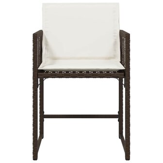 Tuinstoelen 4 st met kussens poly rattan bruin