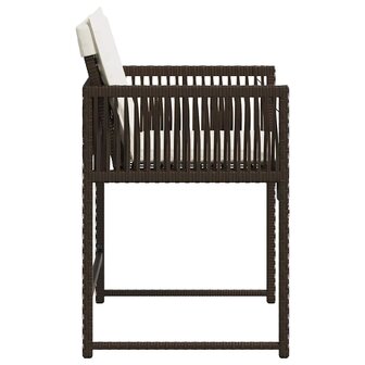 Tuinstoelen 4 st met kussens poly rattan bruin
