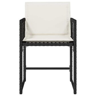 Tuinstoelen 4 st met kussens poly rattan zwart