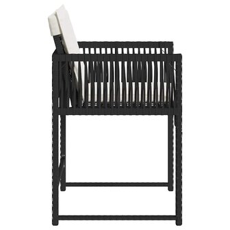 Tuinstoelen 4 st met kussens poly rattan zwart
