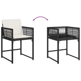 Tuinstoelen 4 st met kussens poly rattan zwart