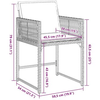 Tuinstoelen 4 st met kussens poly rattan zwart