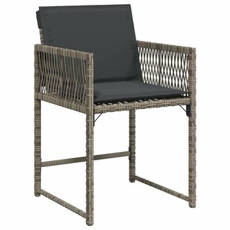Tuinstoelen 4 st met kussens poly rattan grijs