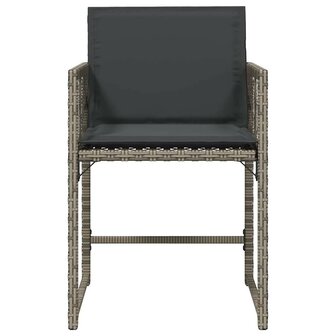Tuinstoelen 4 st met kussens poly rattan grijs