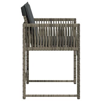 Tuinstoelen 4 st met kussens poly rattan grijs