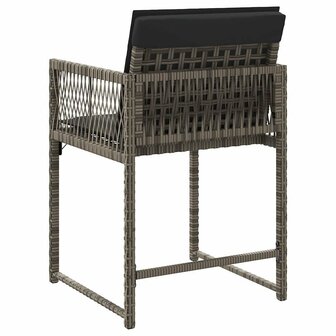 Tuinstoelen 4 st met kussens poly rattan grijs