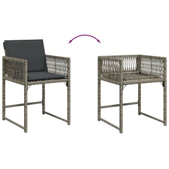 Tuinstoelen 4 st met kussens poly rattan grijs
