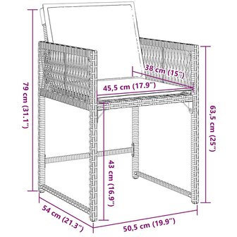 Tuinstoelen 4 st met kussens poly rattan grijs