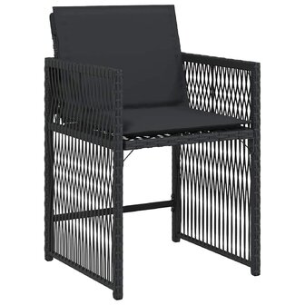 Tuinstoelen 4 st met kussens poly rattan zwart