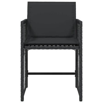 Tuinstoelen 4 st met kussens poly rattan zwart