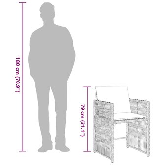 Tuinstoelen 4 st met kussens poly rattan zwart