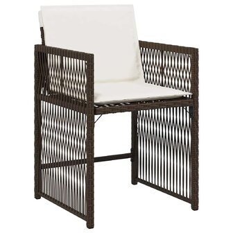 Tuinstoelen 4 st met kussens poly rattan bruin