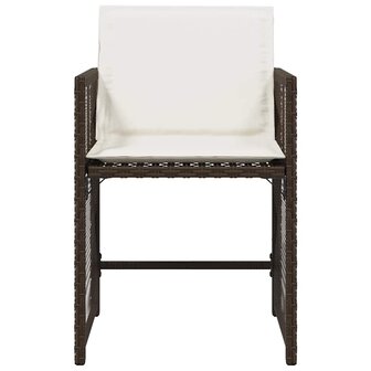 Tuinstoelen 4 st met kussens poly rattan bruin