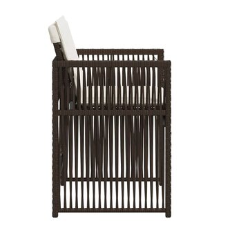Tuinstoelen 4 st met kussens poly rattan bruin