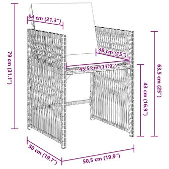 Tuinstoelen 4 st met kussens poly rattan bruin