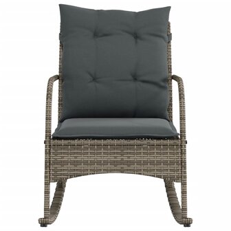 Tuinschommelstoel met kussens poly rattan grijs