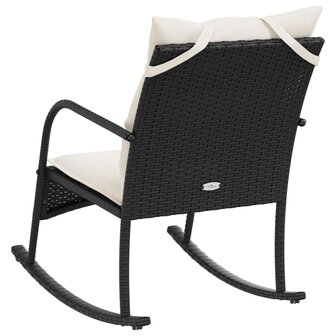 Tuinschommelstoel met kussens poly rattan zwart