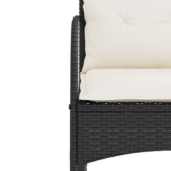 Tuinschommelstoel met kussens poly rattan zwart