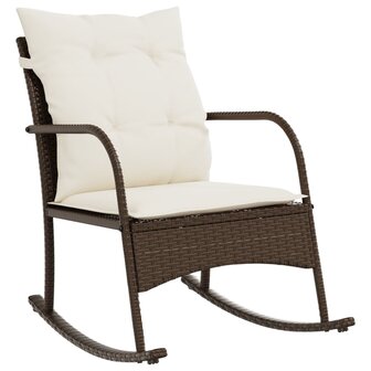 Tuinschommelstoel met kussens poly rattan bruin