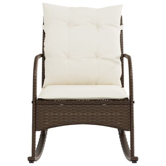 Tuinschommelstoel met kussens poly rattan bruin