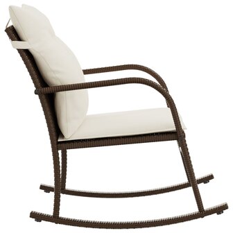 Tuinschommelstoel met kussens poly rattan bruin