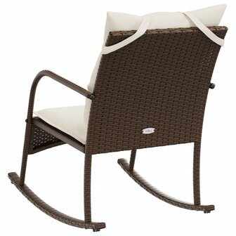 Tuinschommelstoel met kussens poly rattan bruin