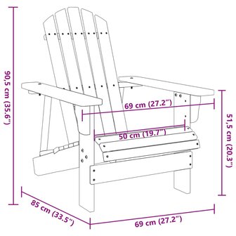 Stoel Adirondack 69x85x90,5 cm massief vurenhout