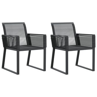Tuinstoelen 2 st poly rattan zwart