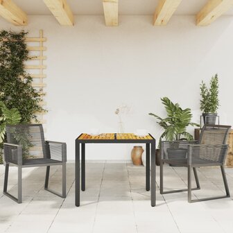 Tuinstoelen 2 st poly rattan zwart