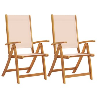 Tuinstoelen inklapbaar 2 st massief acaciahout en textileen
