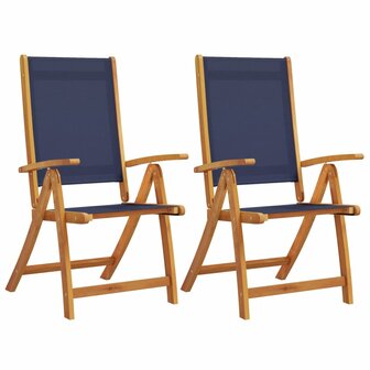 Tuinstoelen inklapbaar 2 st massief acaciahout en textileen