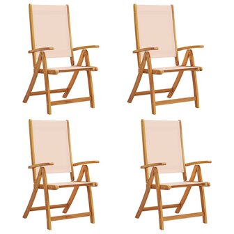 Tuinstoelen inklapbaar 4 st massief acaciahout en textileen