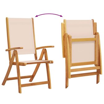 Tuinstoelen inklapbaar 4 st massief acaciahout en textileen
