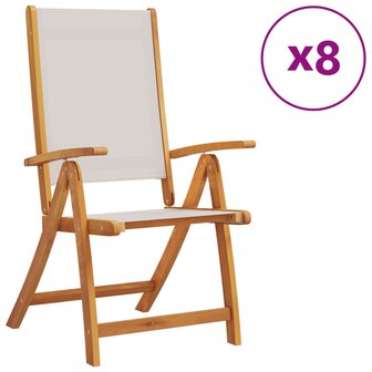 Tuinstoelen inklapbaar 8 st massief acaciahout en textileen