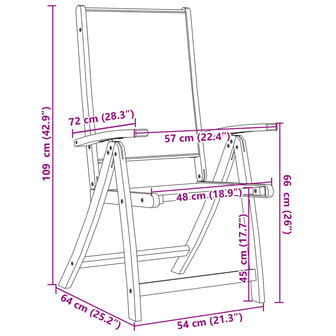 Tuinstoelen inklapbaar 8 st massief acaciahout en textileen