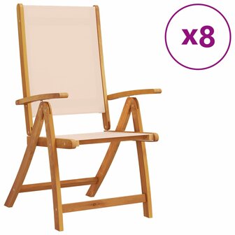 Tuinstoelen inklapbaar 8 st massief acaciahout en textileen