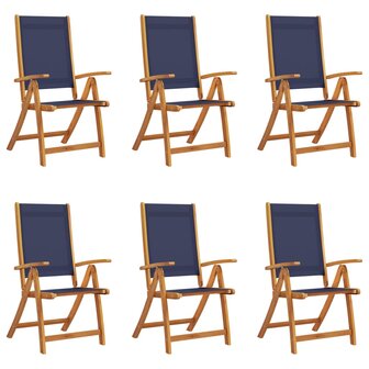 Tuinstoelen inklapbaar 6 st massief acaciahout en textileen