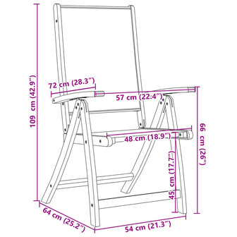 Tuinstoelen inklapbaar 6 st massief acaciahout en textileen