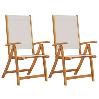 Tuinstoelen inklapbaar 2 st massief acaciahout en textileen