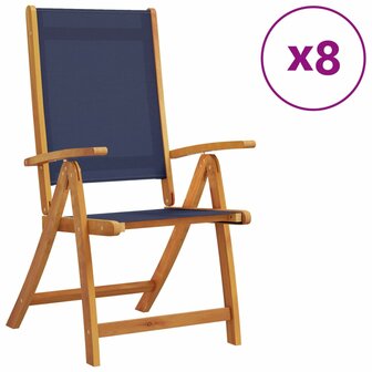 Tuinstoelen inklapbaar 8 st massief acaciahout en textileen