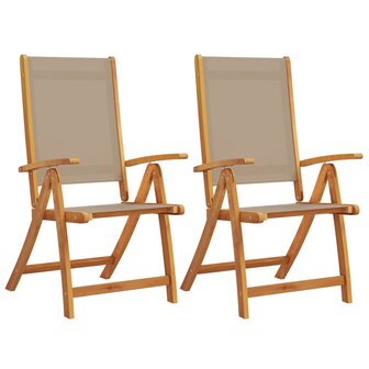 Tuinstoelen inklapbaar 2 st massief acaciahout en textileen