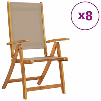 Tuinstoelen inklapbaar 8 st massief acaciahout en textileen