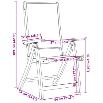 Tuinstoelen inklapbaar 8 st massief acaciahout en textileen
