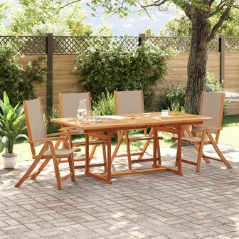 Tuinstoelen inklapbaar 4 st massief acaciahout en textileen