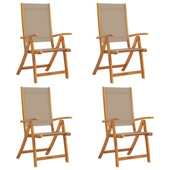 Tuinstoelen inklapbaar 4 st massief acaciahout en textileen