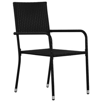 Tuinstoelen 4 st stapelbaar poly rattan zwart