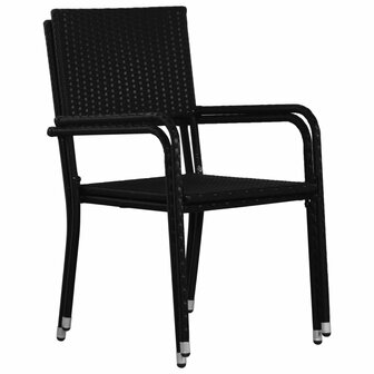 Tuinstoelen 4 st stapelbaar poly rattan zwart