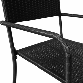Tuinstoelen 4 st stapelbaar poly rattan zwart