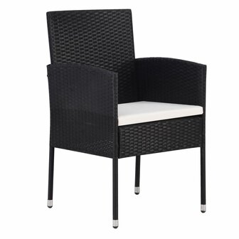 Tuinstoelen 4 st met cr&egrave;mewitte kussens poly rattan zwart