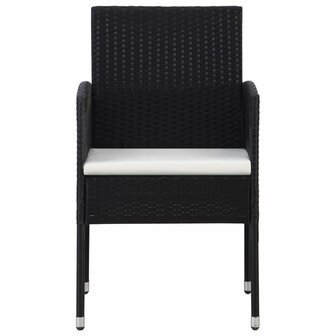 Tuinstoelen 4 st met cr&egrave;mewitte kussens poly rattan zwart